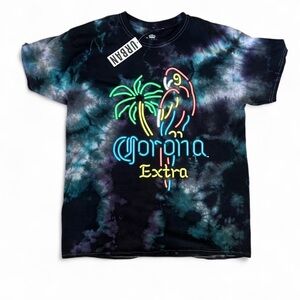 Corona Extra Tie-Dye Parrot Tee - Black and Green